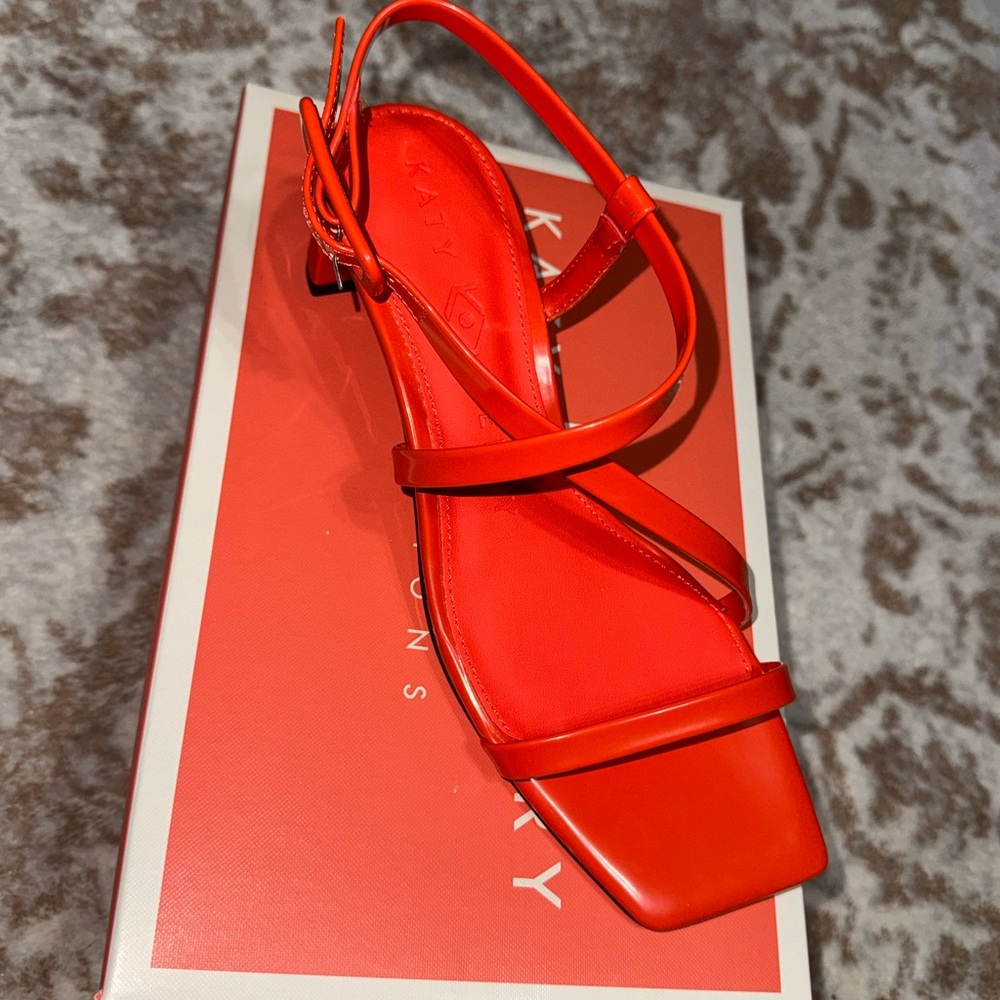 Katy Perry Collections Vibrant Orange Strappy Square-Toe Sandal